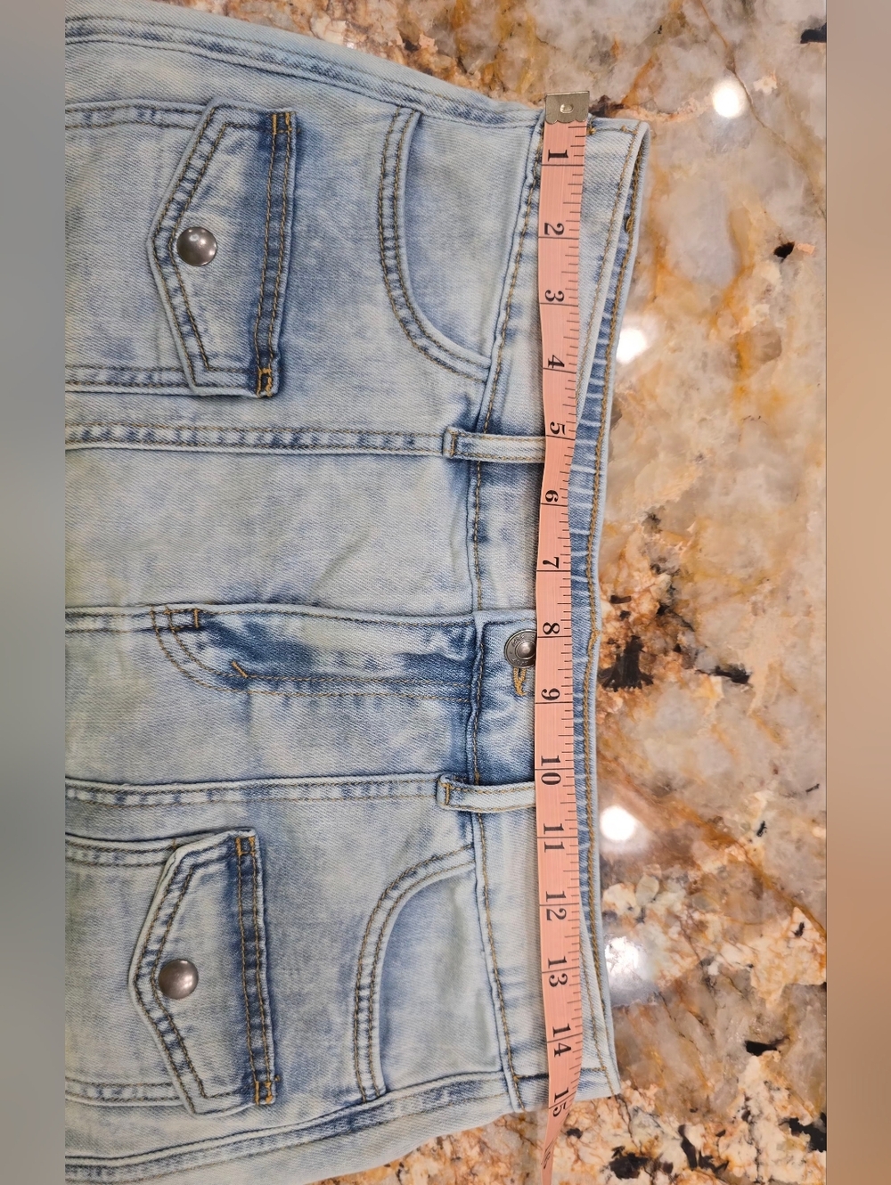 Aerie Denim Cargo Micro Mini Skirt M Blue Distressed - Picture 11 of 11